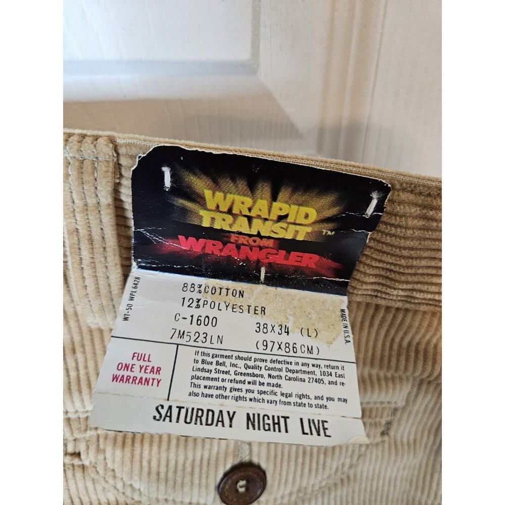 70s Wrangler Wrapid Transit Corduroy Bell Bottom Pants Flare 38 x 34 NWT Tan USA - Picture 6 of 11